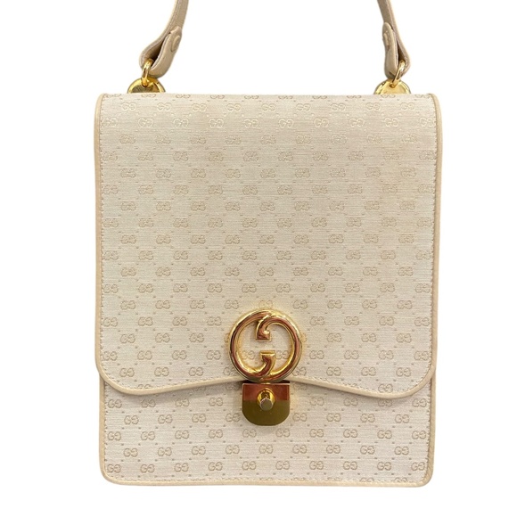 Gucci Shoulder Bag w/ COA | Authentic Gucci Handbag Gold Hardware Ivory Micro GG - Picture 1 of 16